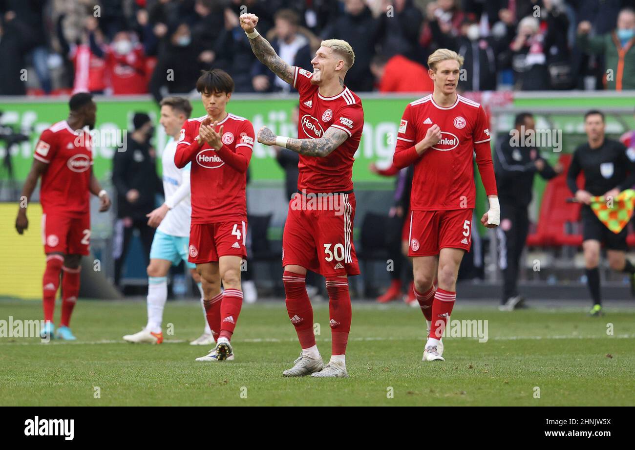 firo : 02/13/2022 Fuvuball, Fußball, 2.Bundesliga, Saison 2021/2022, F95 Fortuna Dvºsseldorf, Düsseldorf - FC Schalke 04 2:1 Jubel bei Jordy de Wijs Stockfoto