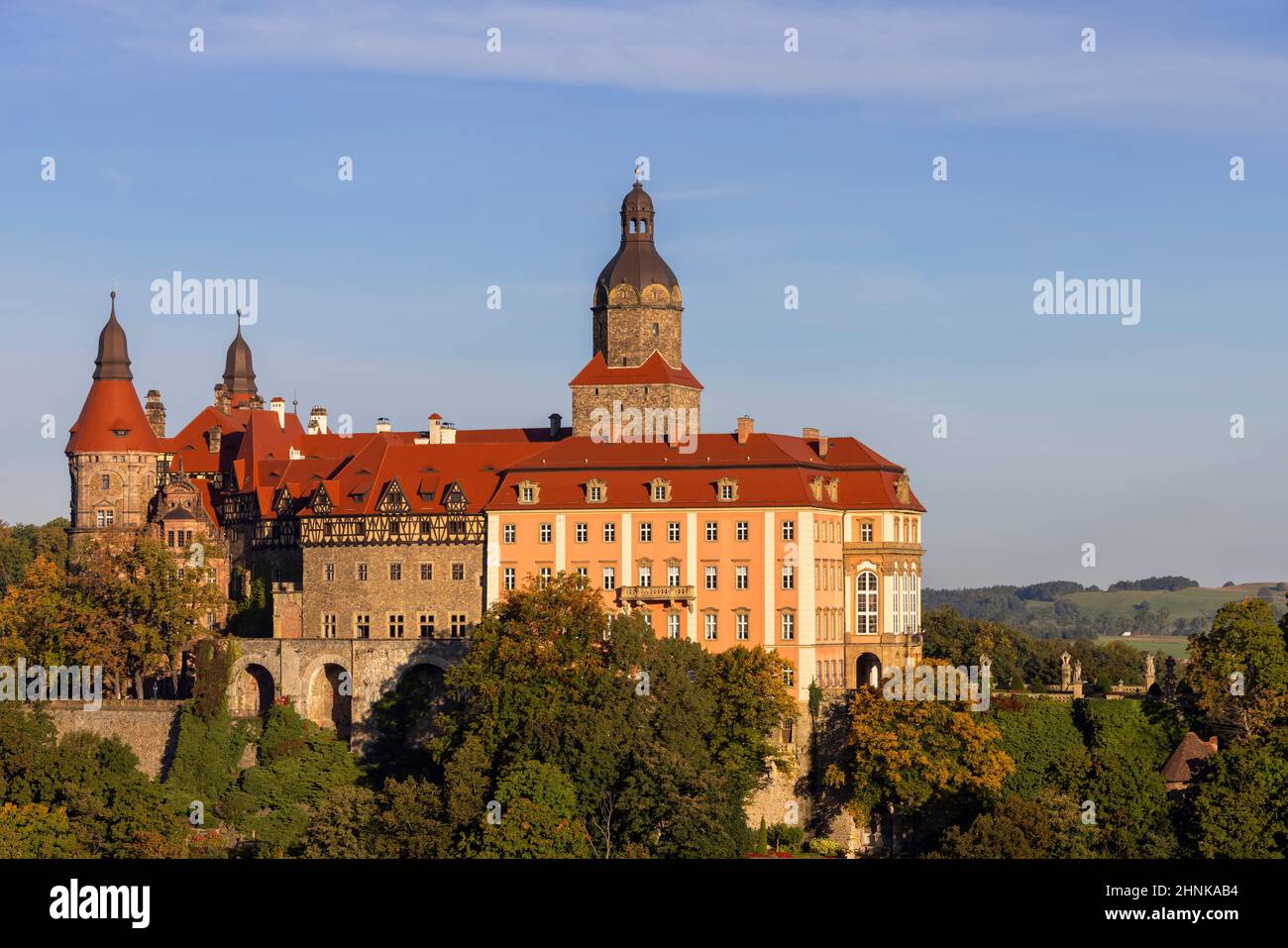 Burg Ksiaz, mittelalterliche geheimnisvolle Festung aus dem 13th. Jahrhundert, Walbrzych, Polen Stockfoto