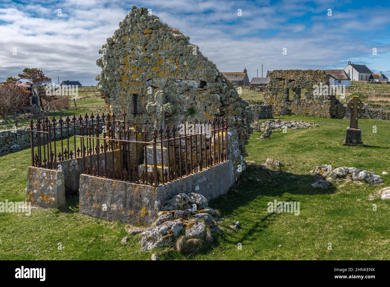Alte Kapelle in Howmore auf der Äußeren Hebriden-Insel South Uist Stockfoto
