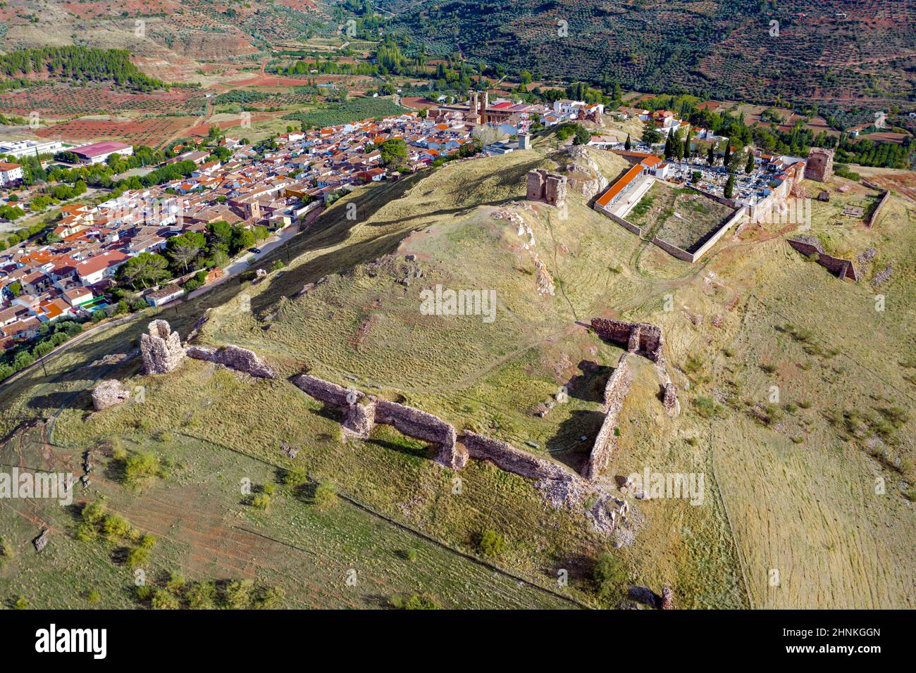 Panorama der Ruinen des historischen Schloss von Albacete, Spanien Stockfoto