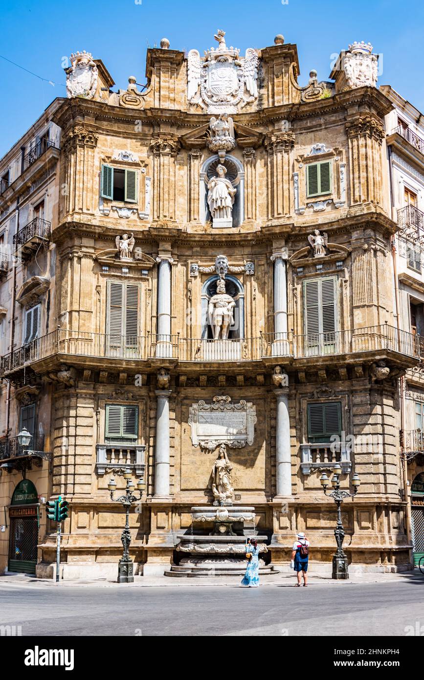 Quattro Canti in Palermo, Sizilien Stockfoto