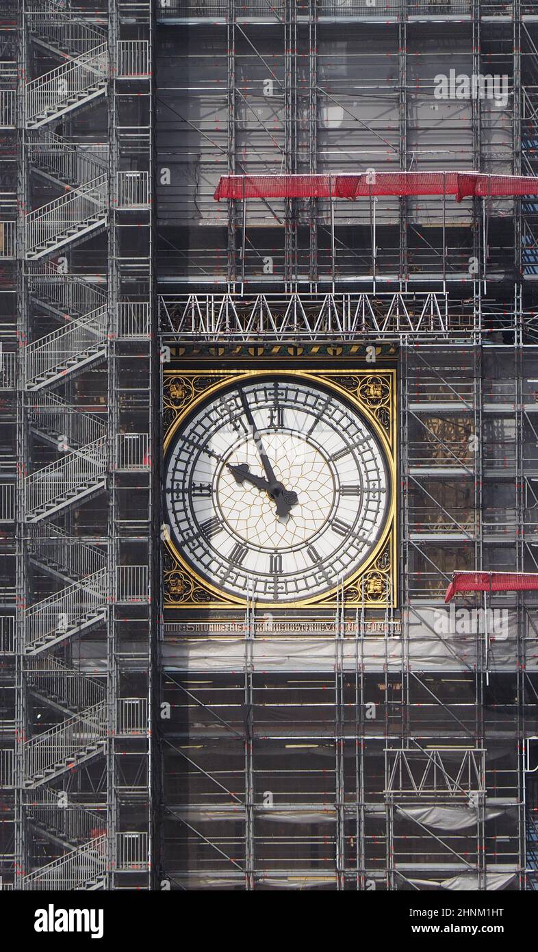 Big Ben Erhaltung arbeitet in London Stockfoto