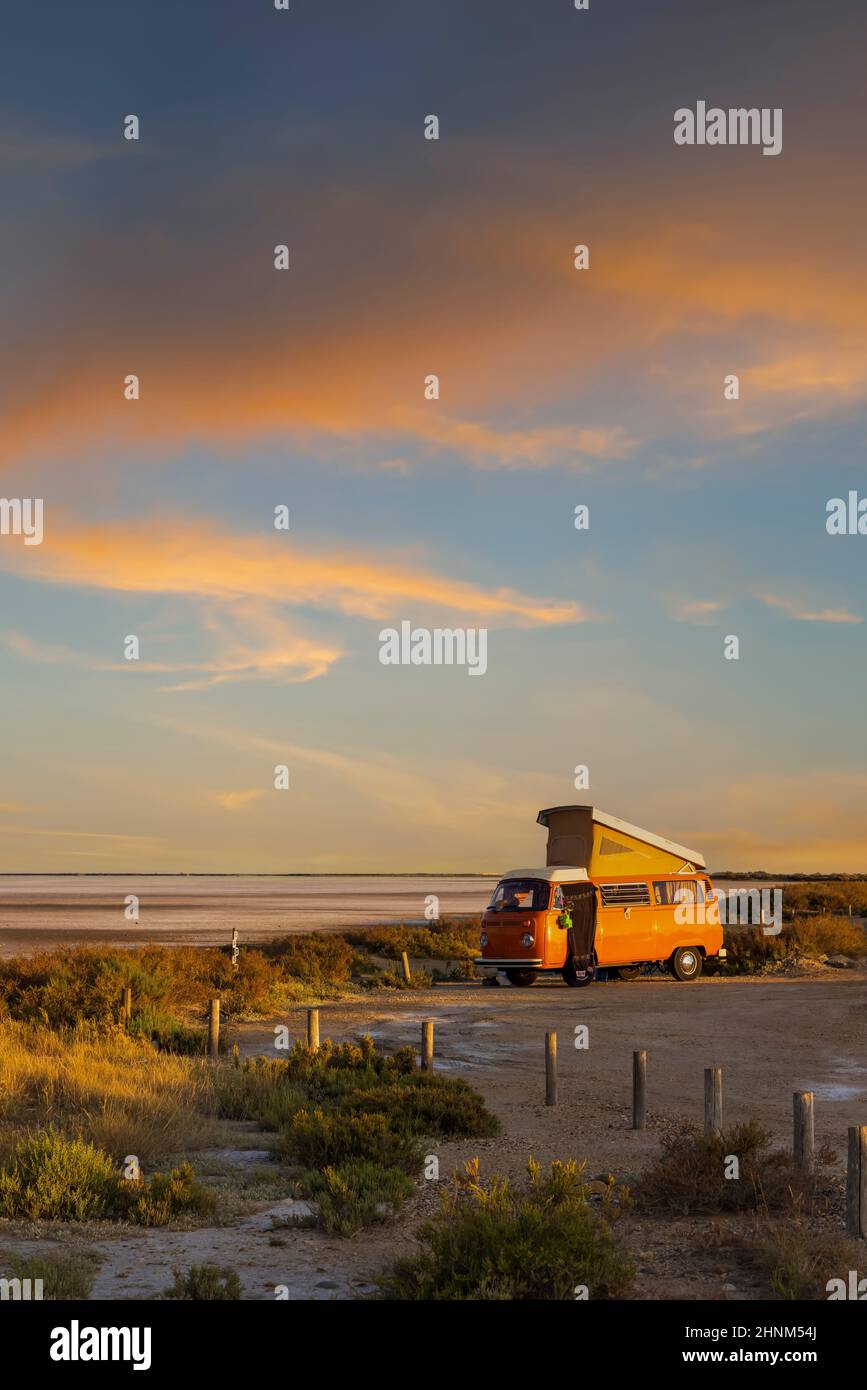 Van Life in Camargue, Südfrankreich Stockfoto