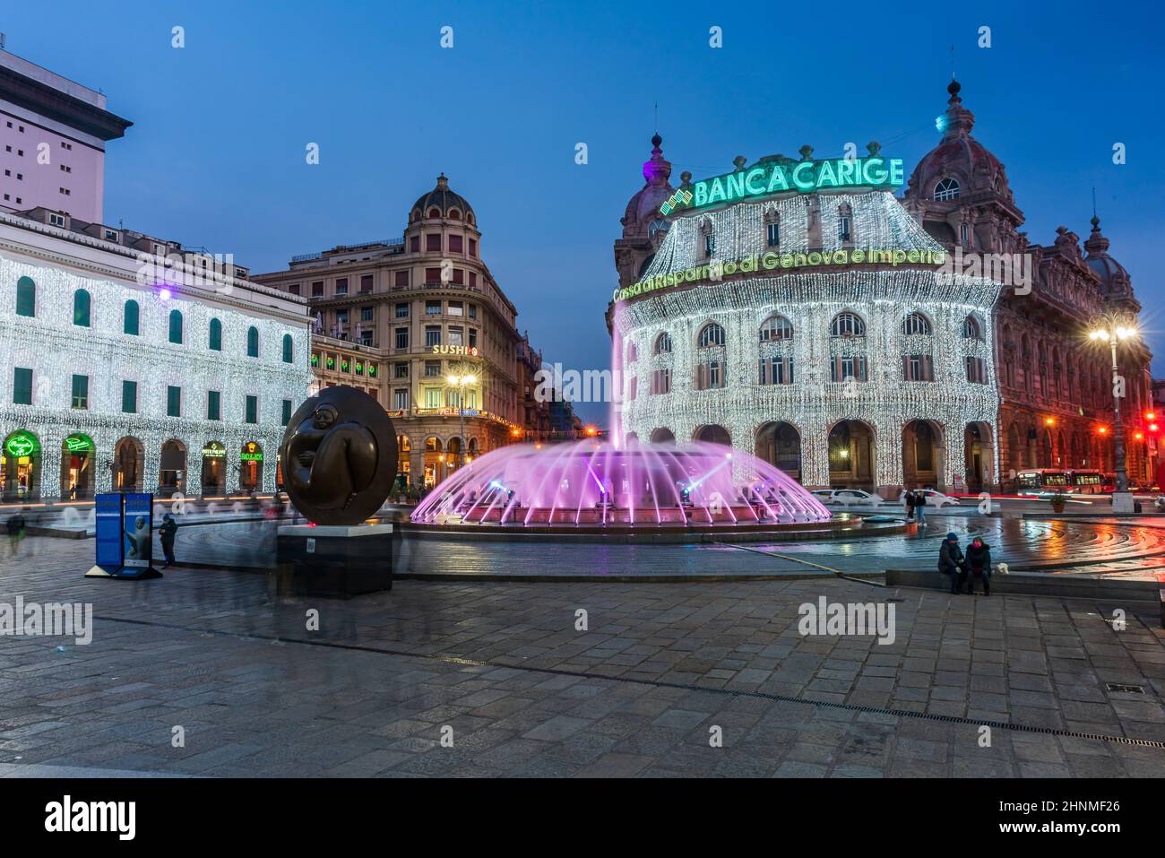 Piazza De Ferrari in der Weihnachtszeit Stockfoto