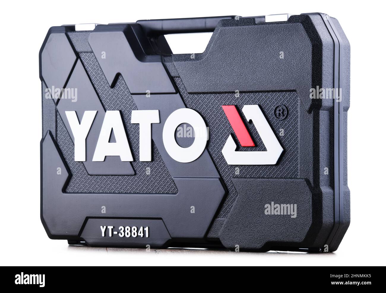 Koffer mit Werkzeugen aus Kunststoff von YATO Stockfoto