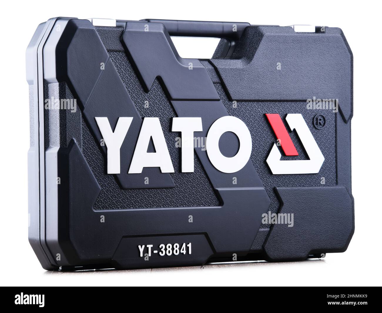 Koffer mit Werkzeugen aus Kunststoff von YATO Stockfoto