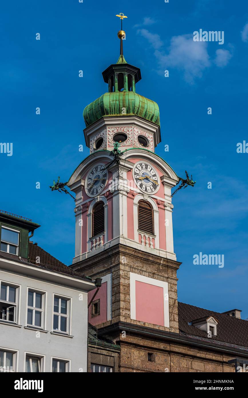 Hospitalkirchengemeinde Heilig Geist in der Altstadt von Innsbruck, Tyrol, Austira Stockfoto