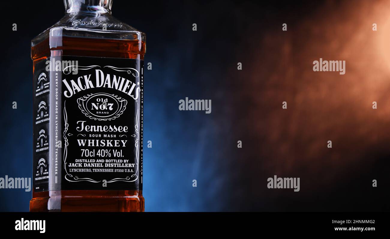 Flasche Jack Daniels Bourbon Stockfoto