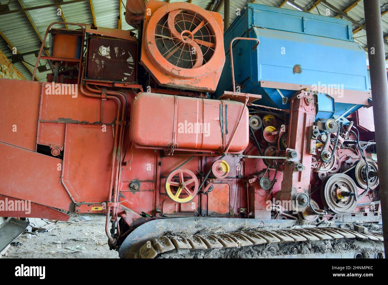 Mähdrescher. Landwirtschaftliche Maschinen. Stockfoto