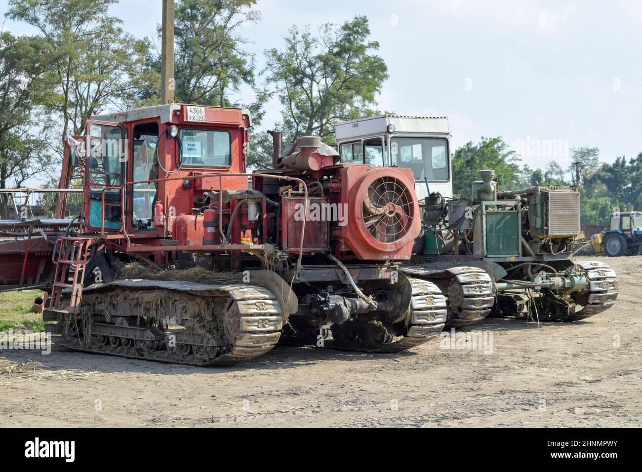 Mähdrescher. Landwirtschaftliche Maschinen. Stockfoto