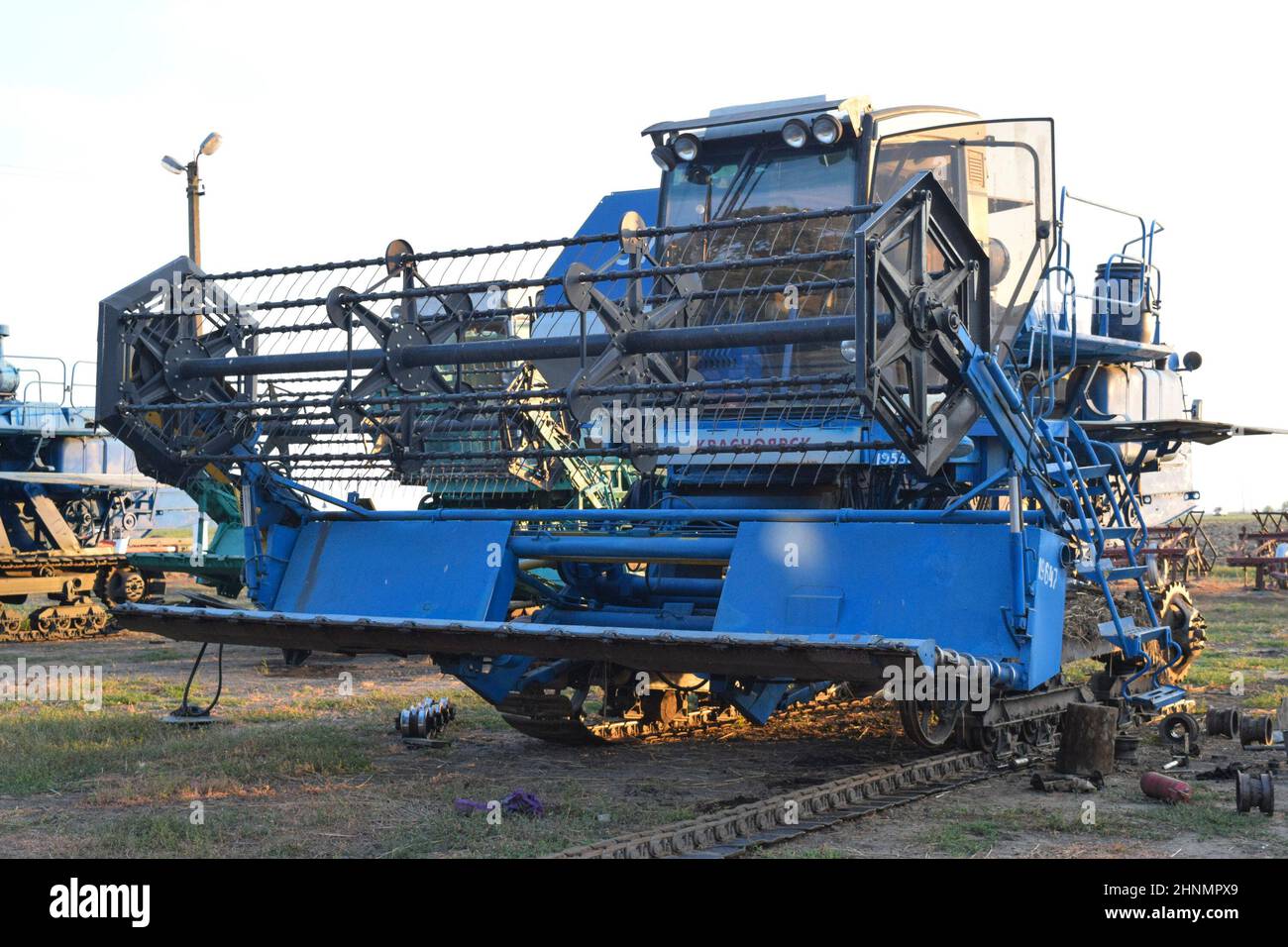 Mähdrescher. Landwirtschaftliche Maschinen. Stockfoto