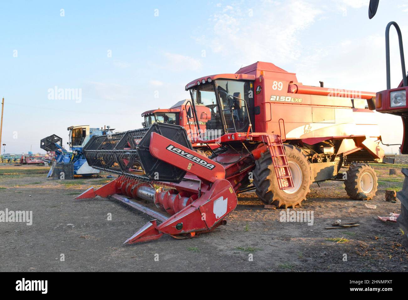 Mähdrescher. Landwirtschaftliche Maschinen. Stockfoto