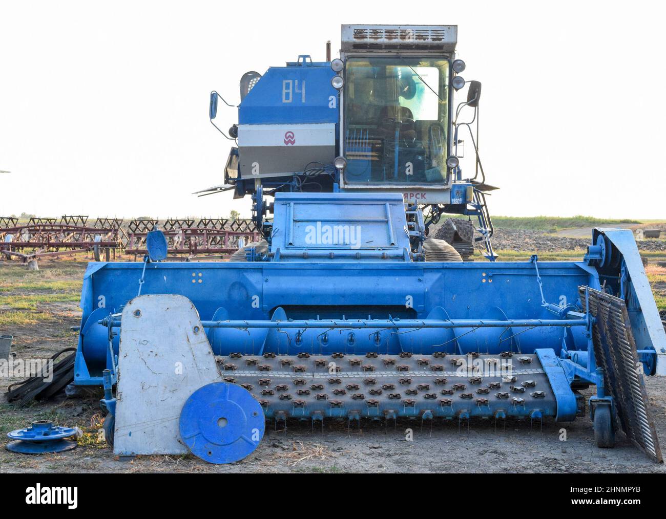 Mähdrescher. Landwirtschaftliche Maschinen. Stockfoto