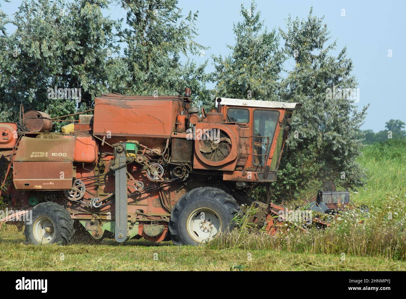 Alten rostigen Mähdrescher. Stockfoto