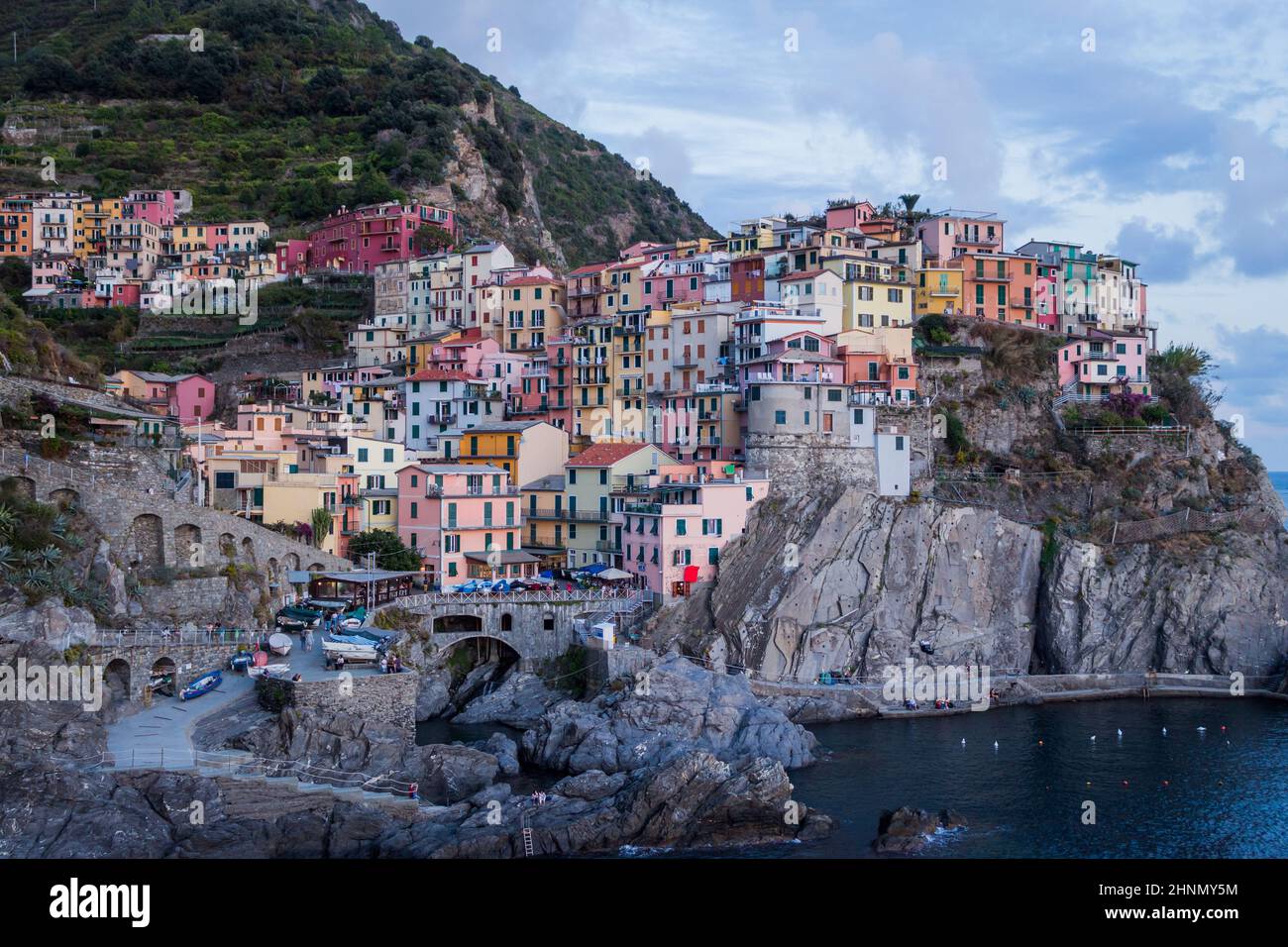 Riomaggiore buntes Fischerdorf Stockfoto