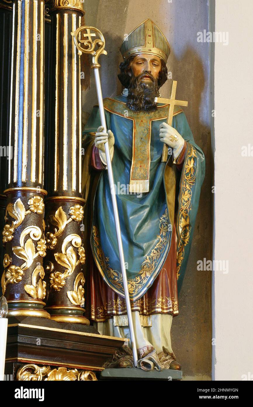 St. Valentine, Statue auf dem Altar der Heiligen drei Könige in der Kirche der Heiligen Klara von Assisi in Zagreb, Kroatien Stockfoto