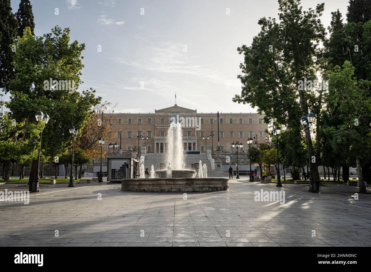 Syntagma-Platz-Brunnen in Athen, Griechenland. Stockfoto