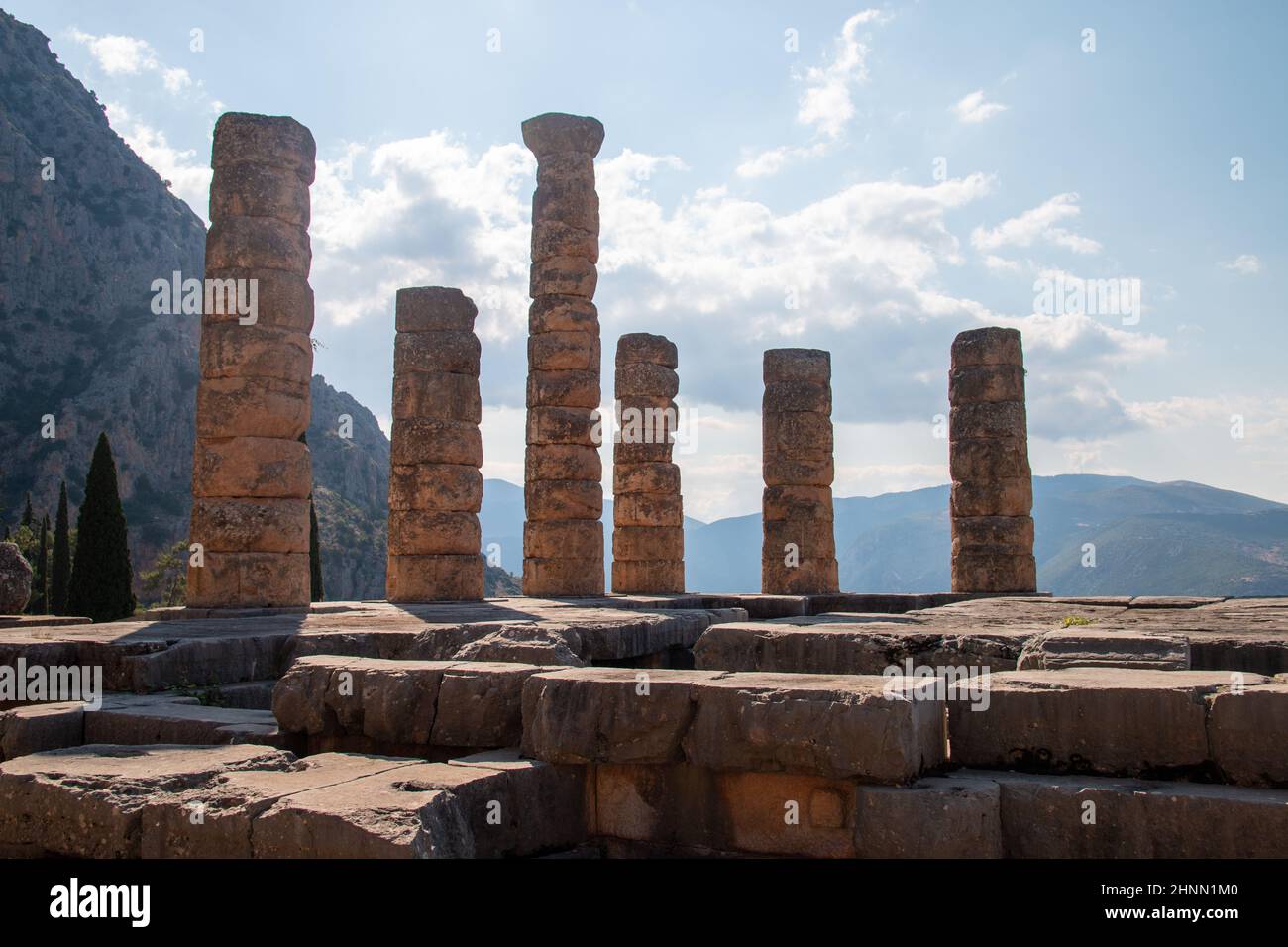 Ruinen Des Apollo-Tempels In Delphi, Griechenland Stockfoto
