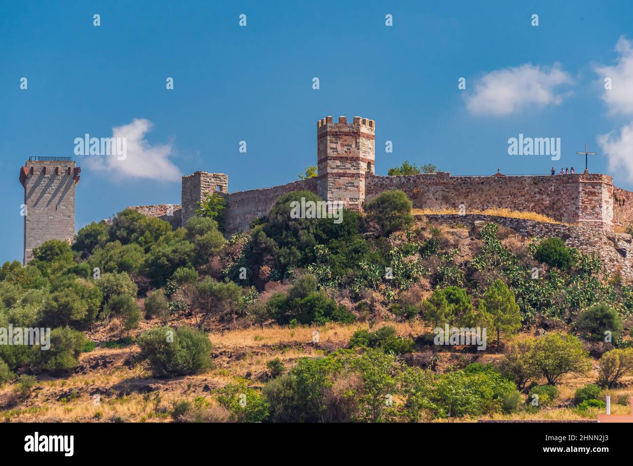 Schloss Malaspina auf dem Hügel über dem Dorf Bosa auf Sardinien Stockfoto