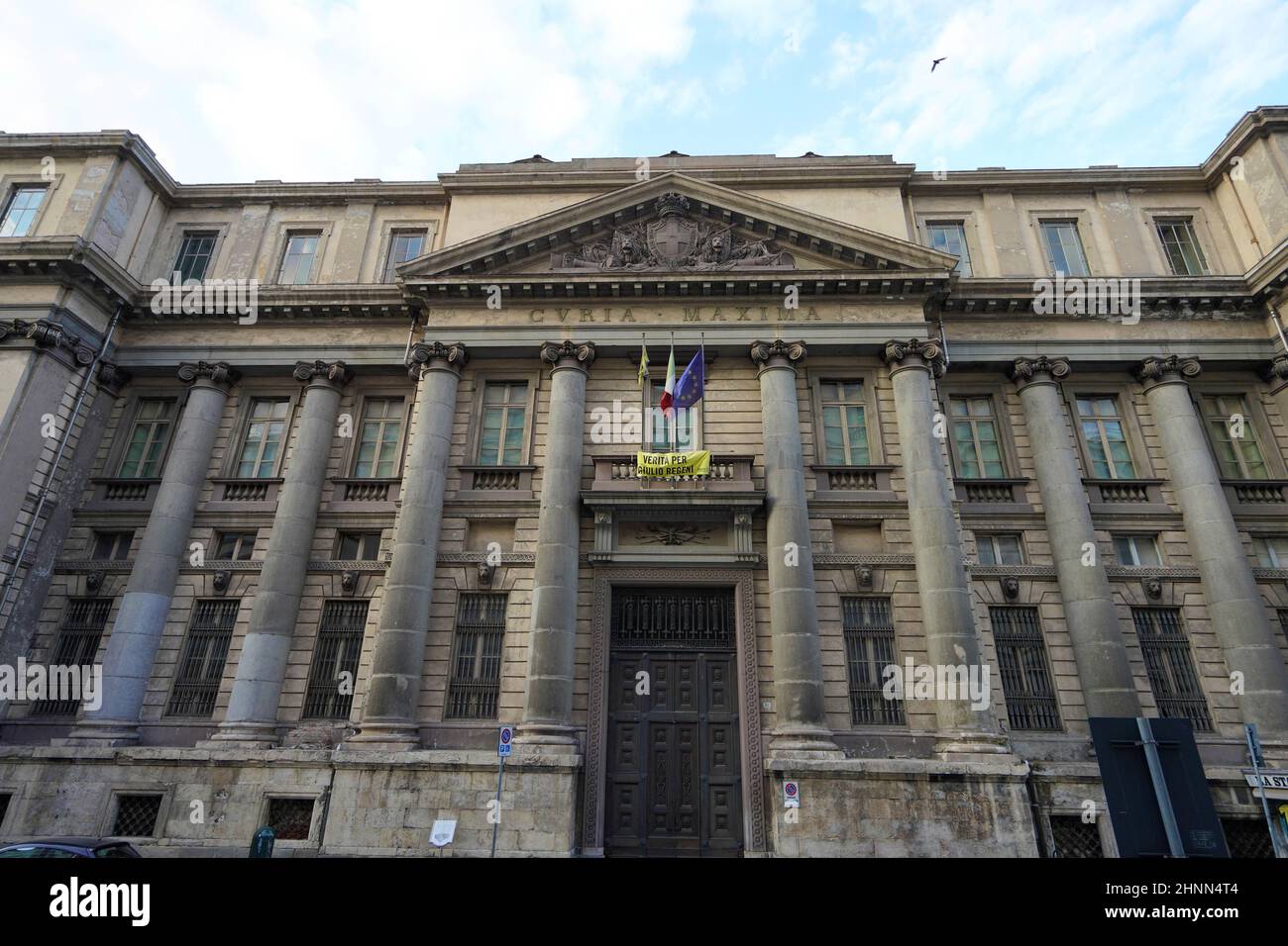 TURIN, ITALIEN - 18. AUGUST 2021: Curia Maxima ehemaliger Sitz des Justizpalastes in Turin, Italien Stockfoto