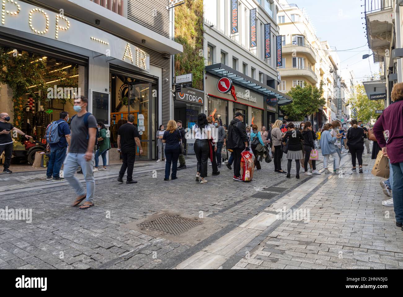 Ermou Straße in Athen, Griechenland Stockfoto