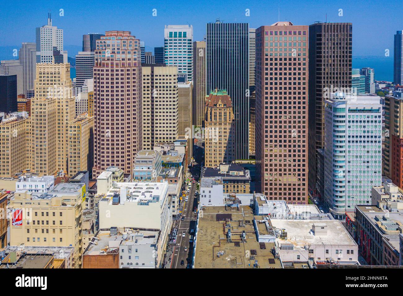 Blick vom Dach auf die Stadt San Francisco Stockfoto