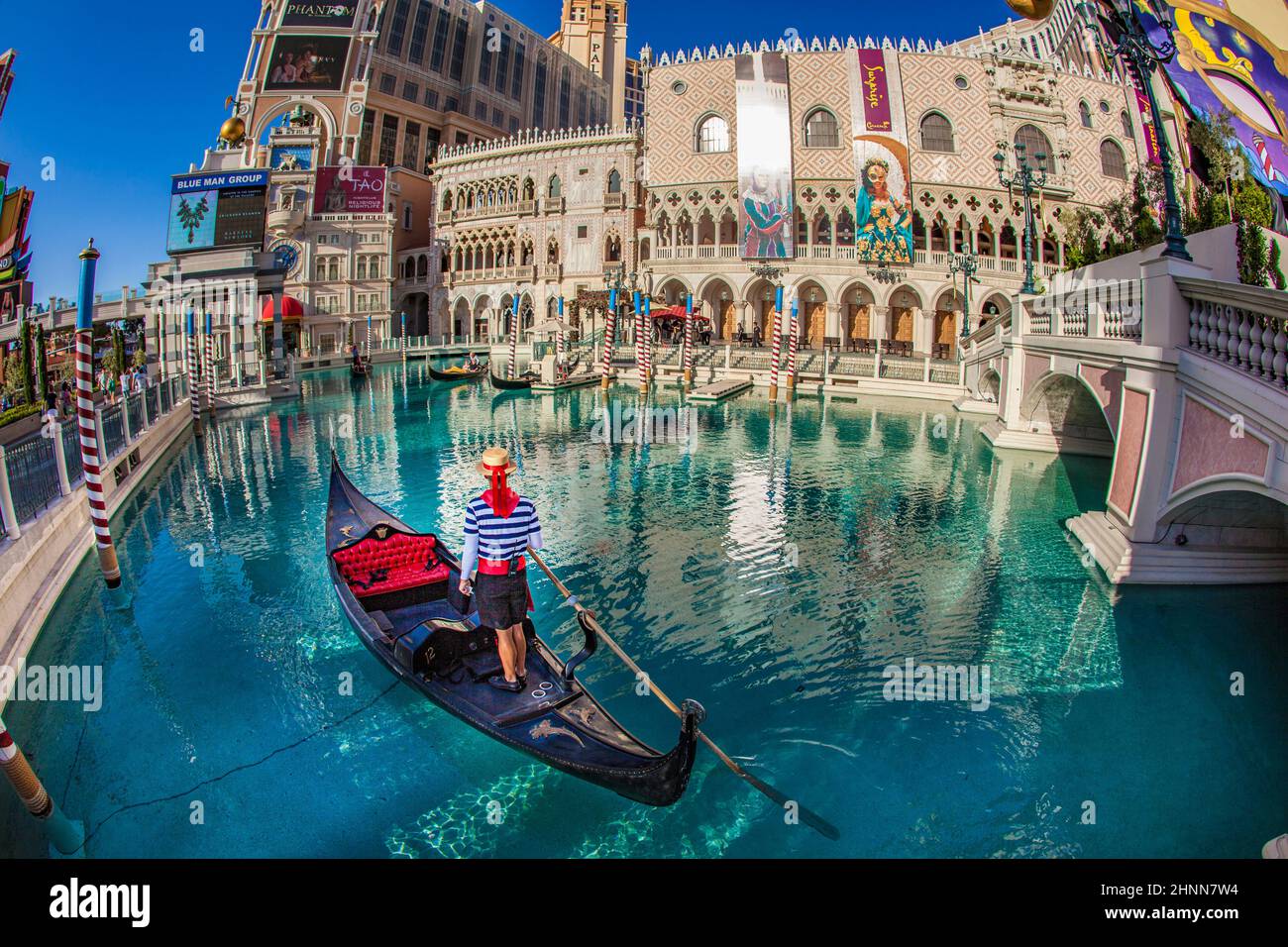 Las Vegas das venetian Hotel Casino, ausgestattet mit Kanälen und Gondeln für Touristen in Las Vegas, Nevada. Stockfoto