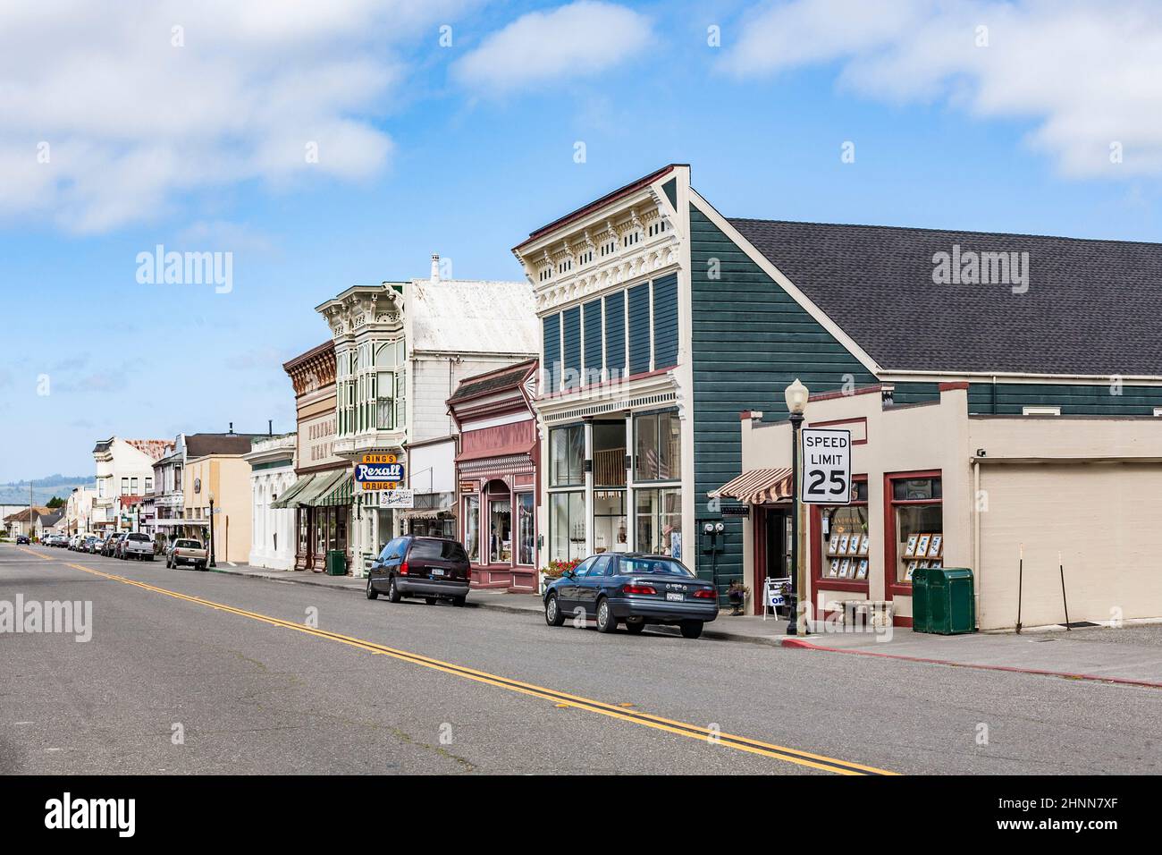 Viktorianische Schaufenster in Ferndale, USA Stockfoto