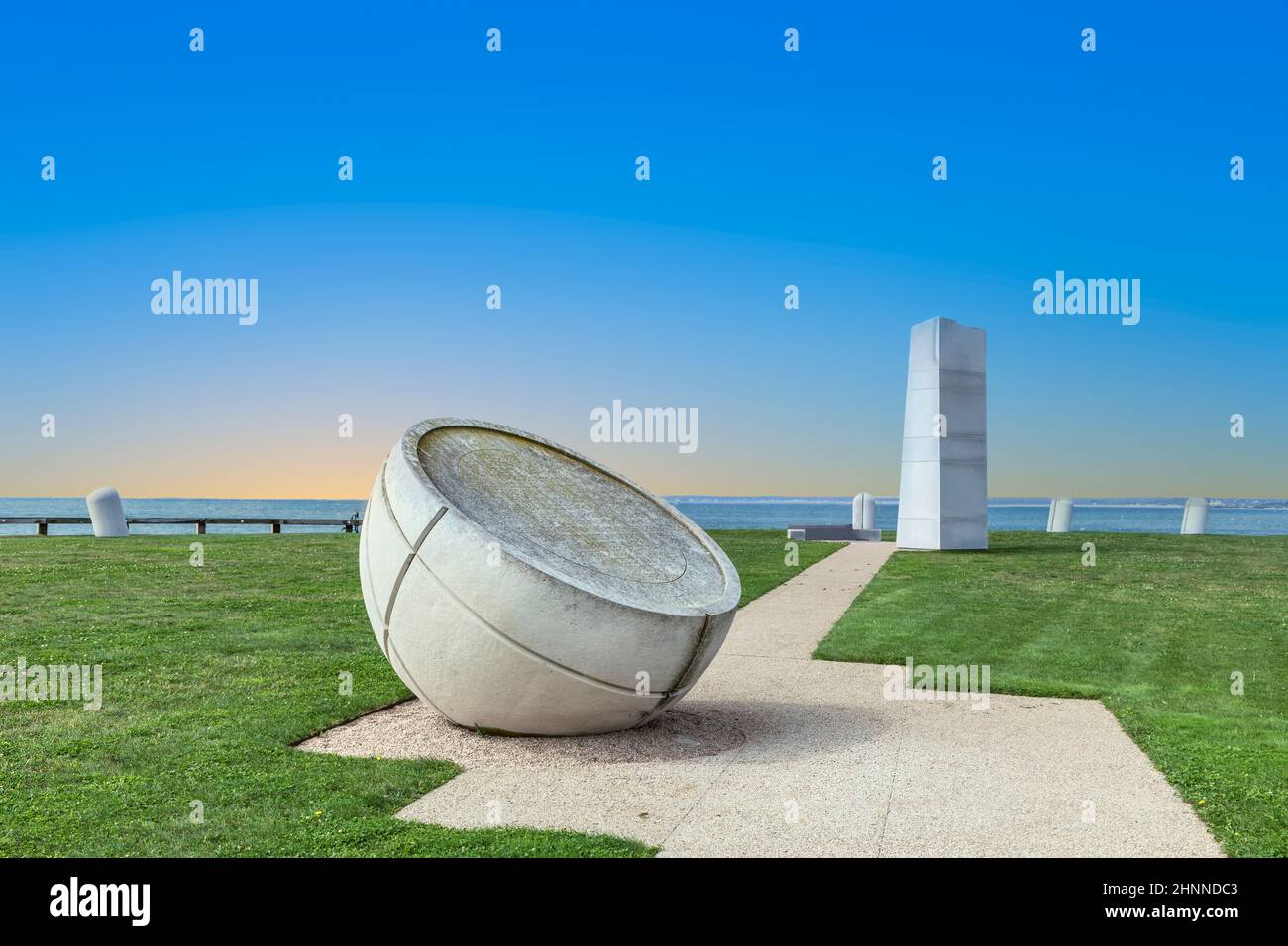 Berühmtes Newport Portuguese Discovery Monument . Das Denkmal wurde in Brenton Point, Newport, errichtet Stockfoto