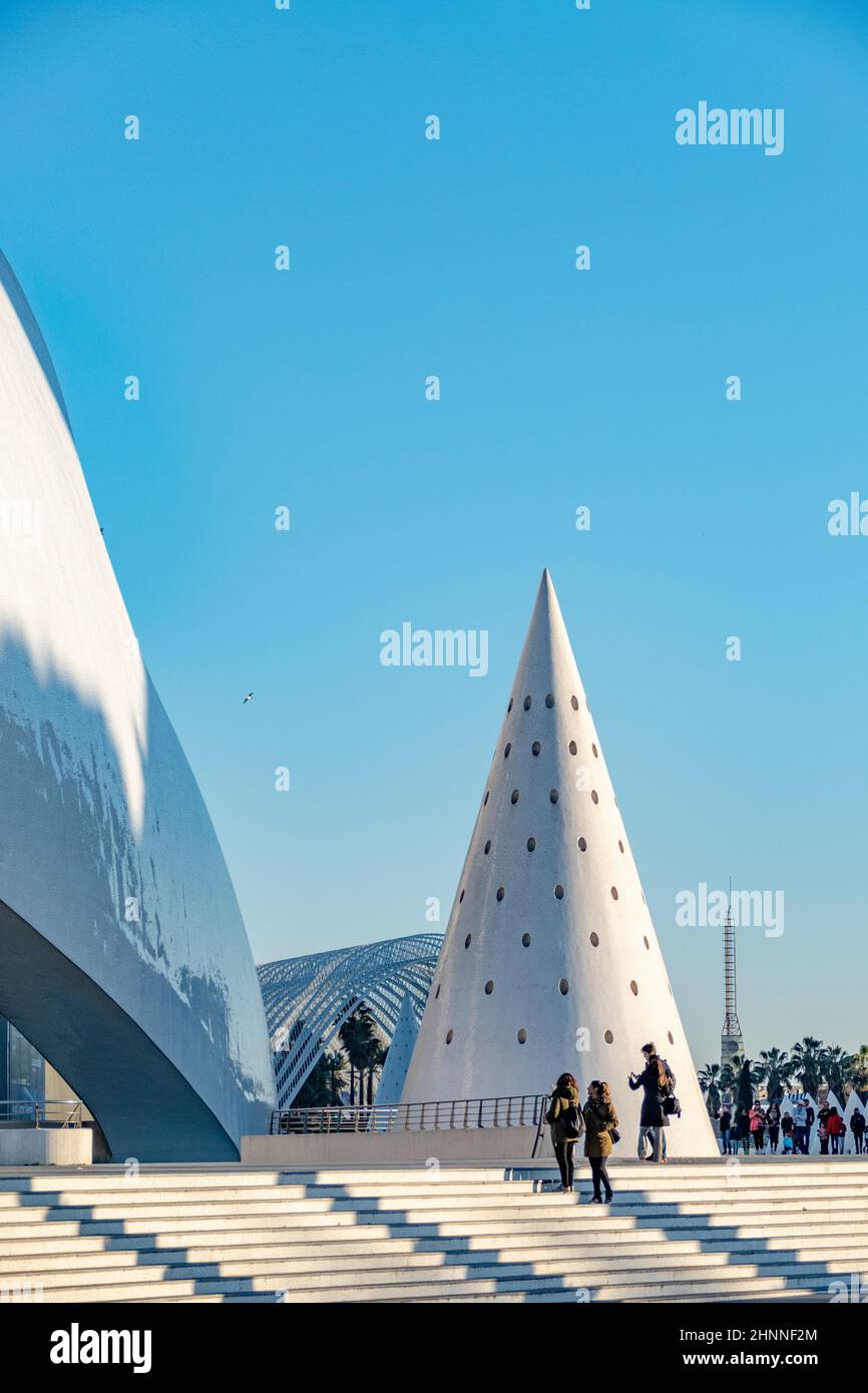 Modernes Wahrzeichen der Stadt Valencia - der Parkkomplex Ciudad de las Artes y las Ciencias, Valencia, Spanien Stockfoto