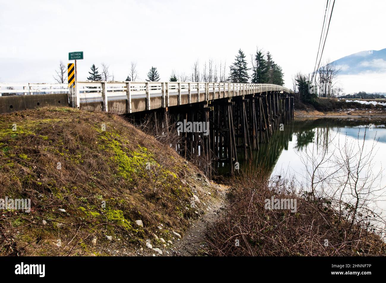 Brücke nach Deroche, Mission, British Columbia, Kanada Stockfoto