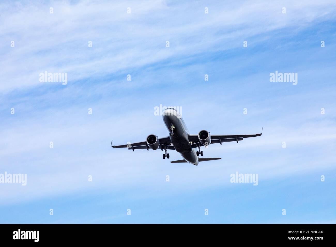 Flugzeuge im Landeanflug auf dem internationalen Flughafen Frankfurt Stockfoto