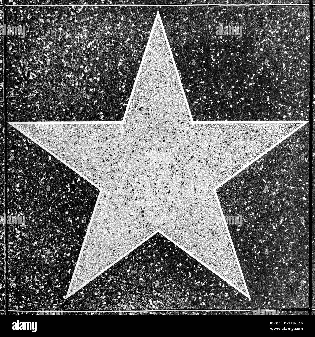 Der leere Stern auf dem Bürgersteig des Hollywood Boulevard Walk of Fames. Stockfoto