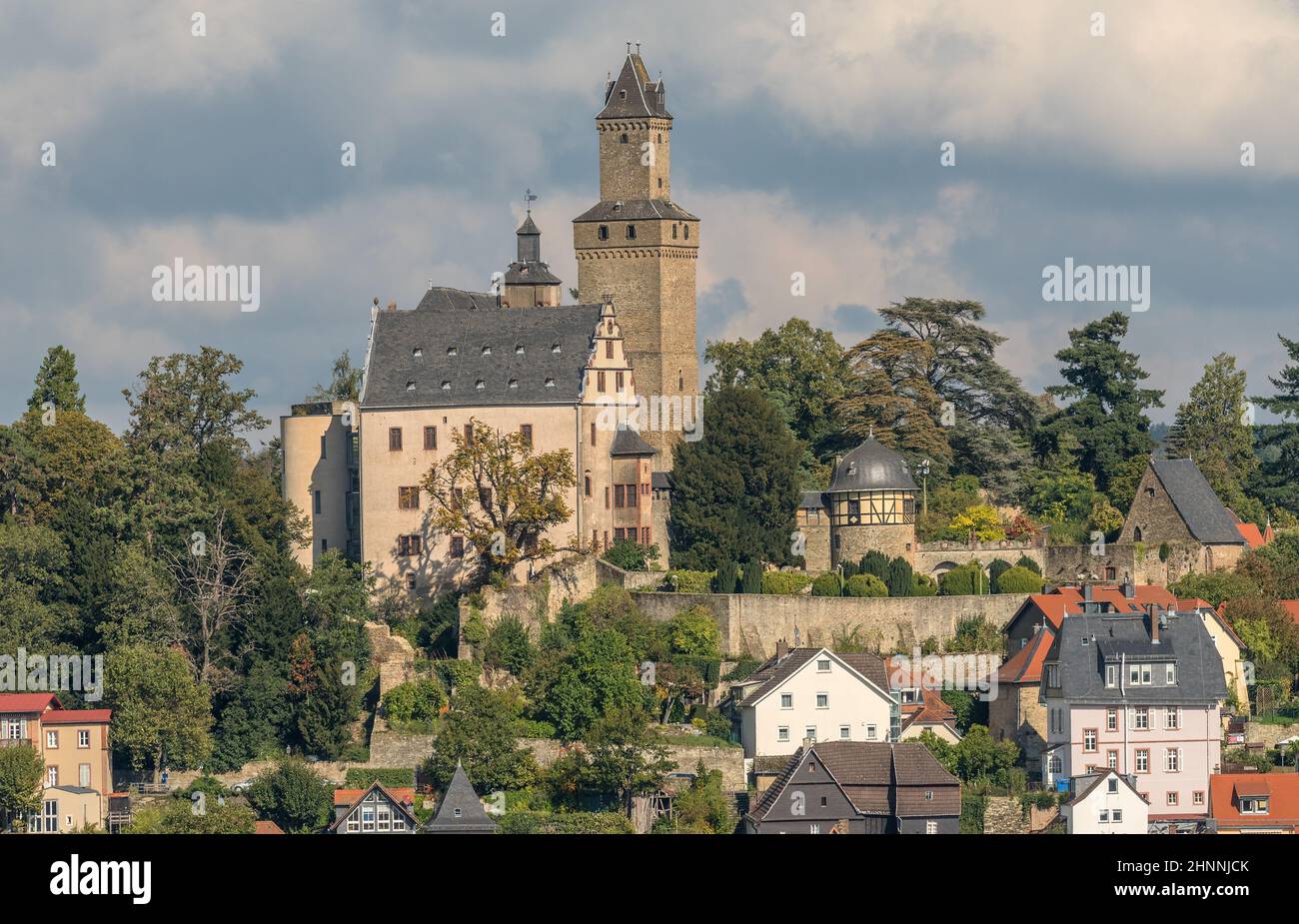 Blick auf die Altstadt und das Schloss von Kronberg im Taunus, Deutschland Stockfoto