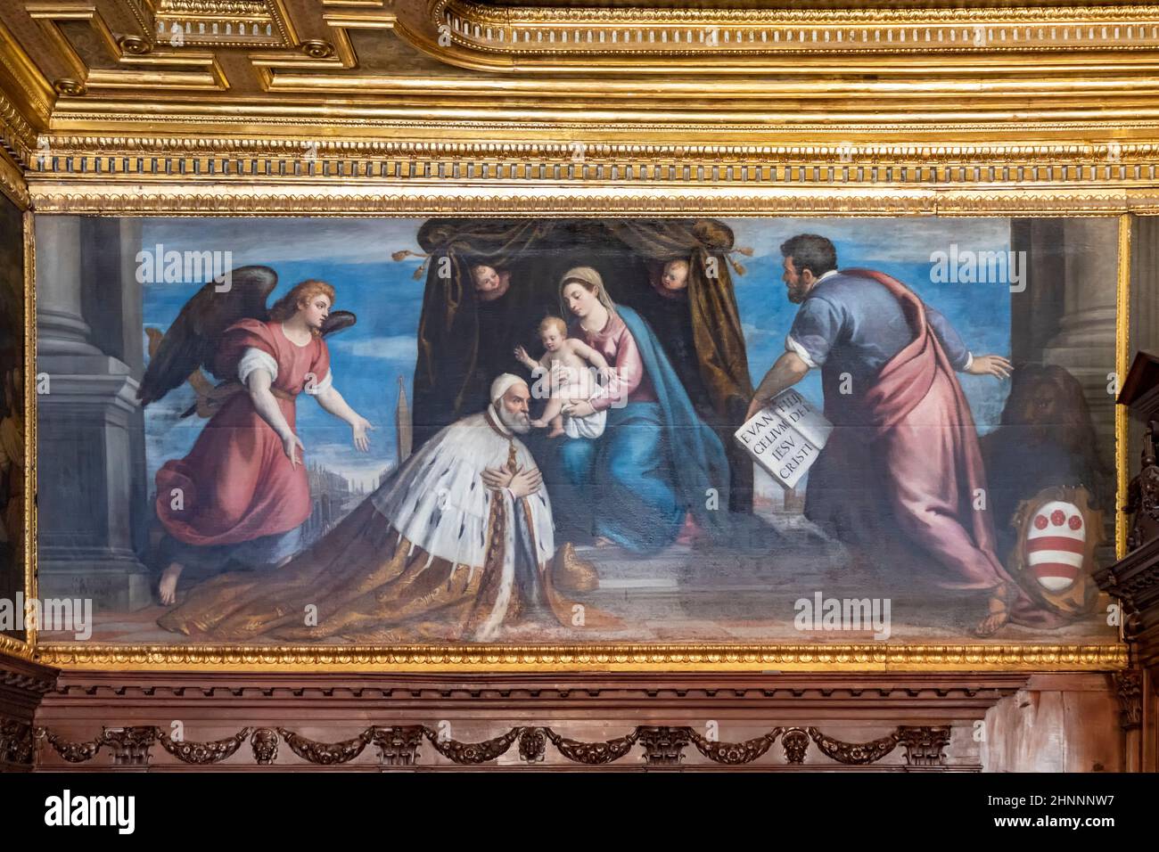 Die Kammer des Großen rates im Dogenpalast mit Malerei Stockfoto