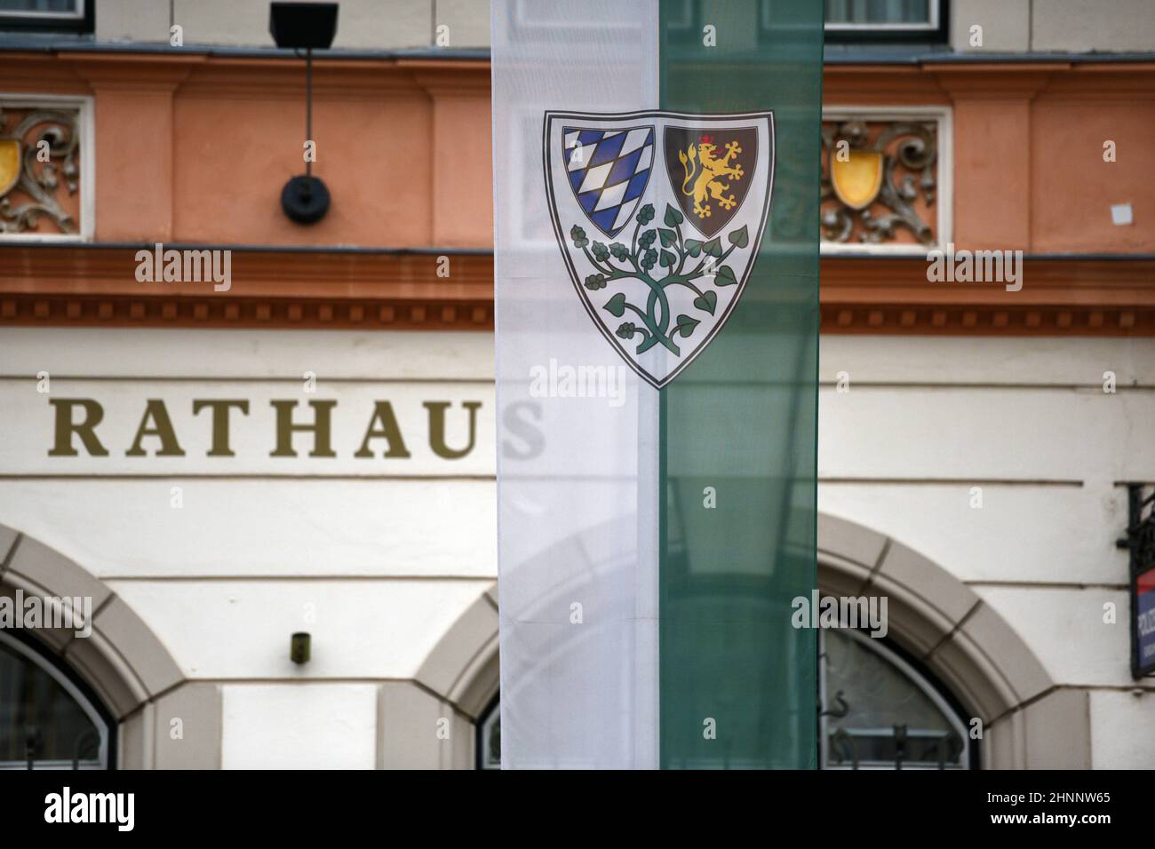 Rathaus in Braunau am Inn, Oberösterreich, Österreich, Europa - Rathaus in Braunau am Inn, Oberösterreich, Österreich, Europa Stockfoto