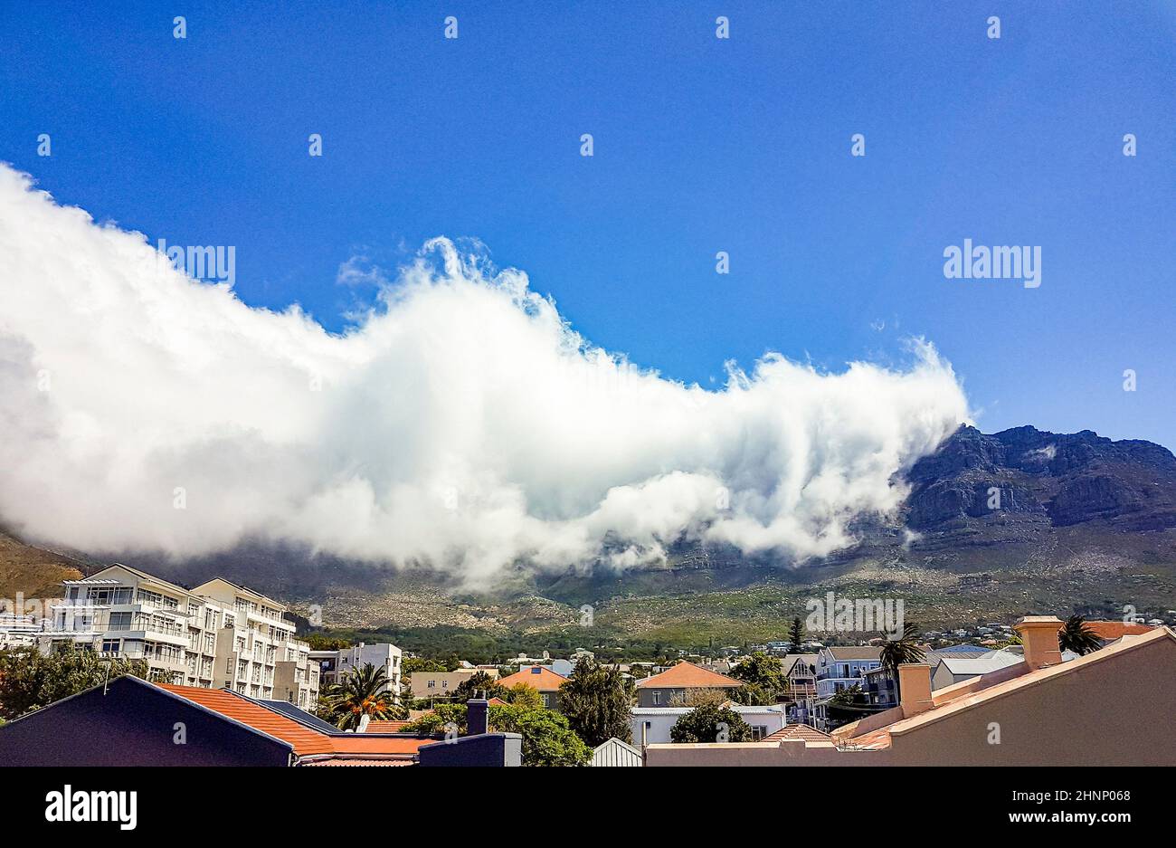Table Mountain National Park bewölkt, eine unglaubliche Wolkenformation. Stockfoto