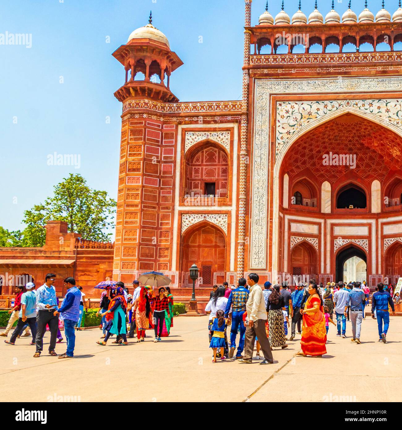 Taj Mahal Tadsch Mahal Great Gate Agra Uttar Pradesh Indien. Stockfoto