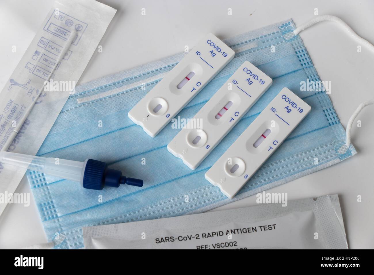 COVID-19 Coronavirus SARS-CoV-2 Schnelltest Stockfoto