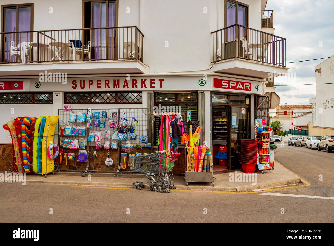 Spar Supermarkt in Cala Figuera Mallorca Spanien. Stockfoto