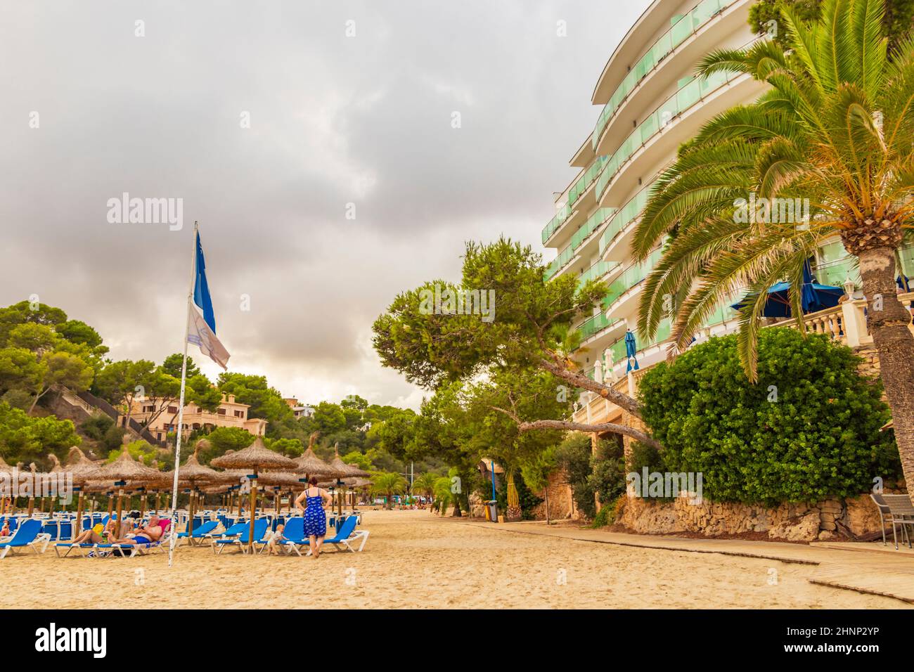 Hotel Cala Santanyí am Strand Mallorca Balearen Spanien. Stockfoto