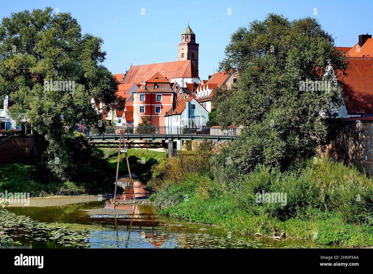 Deutschland, Bayern, Donauwörth, Kreissitz, Liebfrauenmünster, Wörnitz, Ausflug Stockfoto