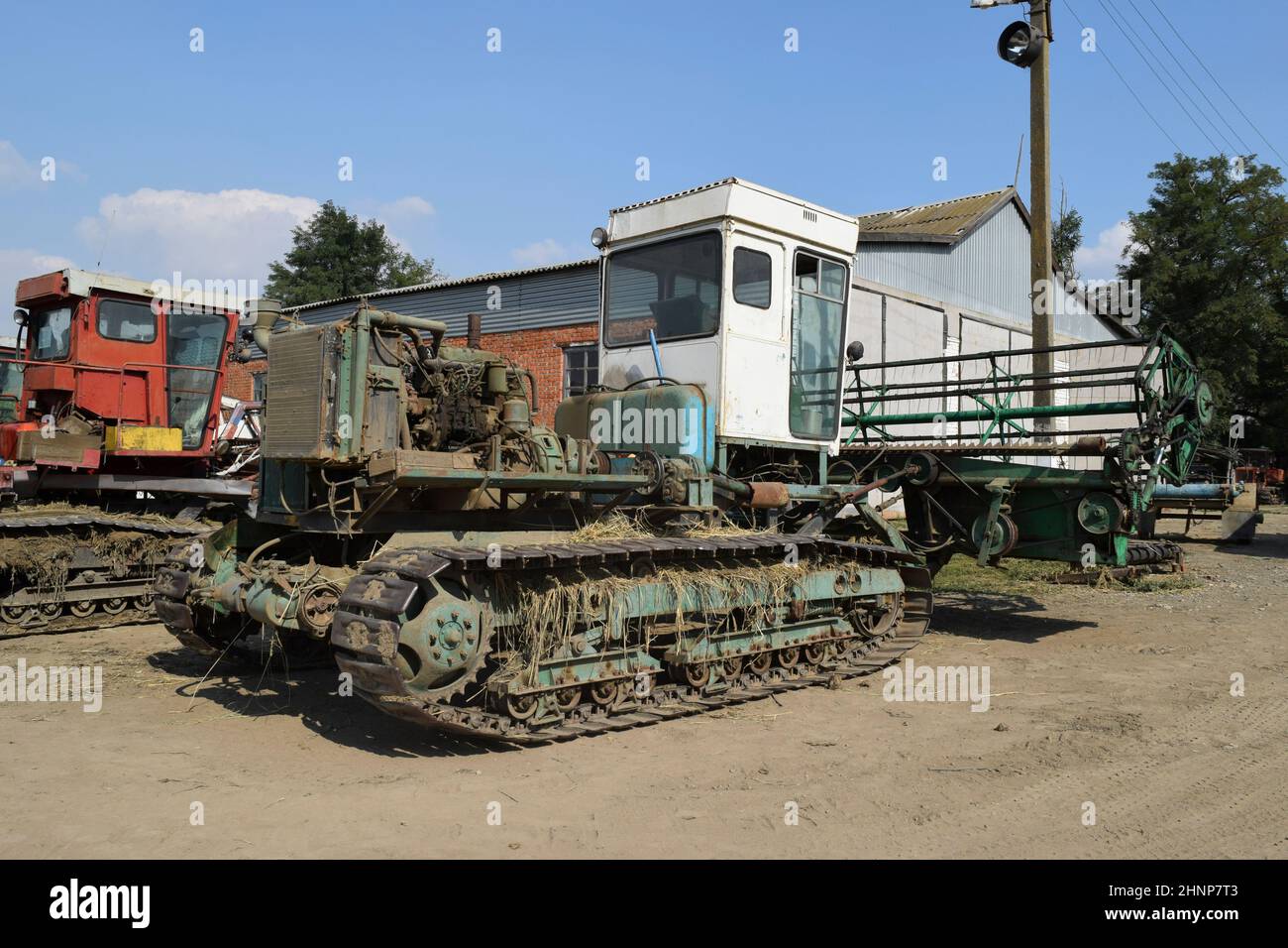 Reis header. Reis Harvester. Landwirtschaftliche Maschinen Stockfoto