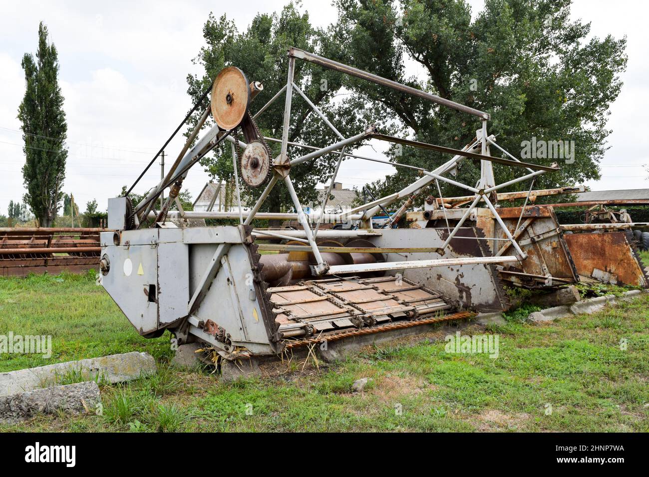 Mähdrescher. Landwirtschaftliche Maschinen. Stockfoto