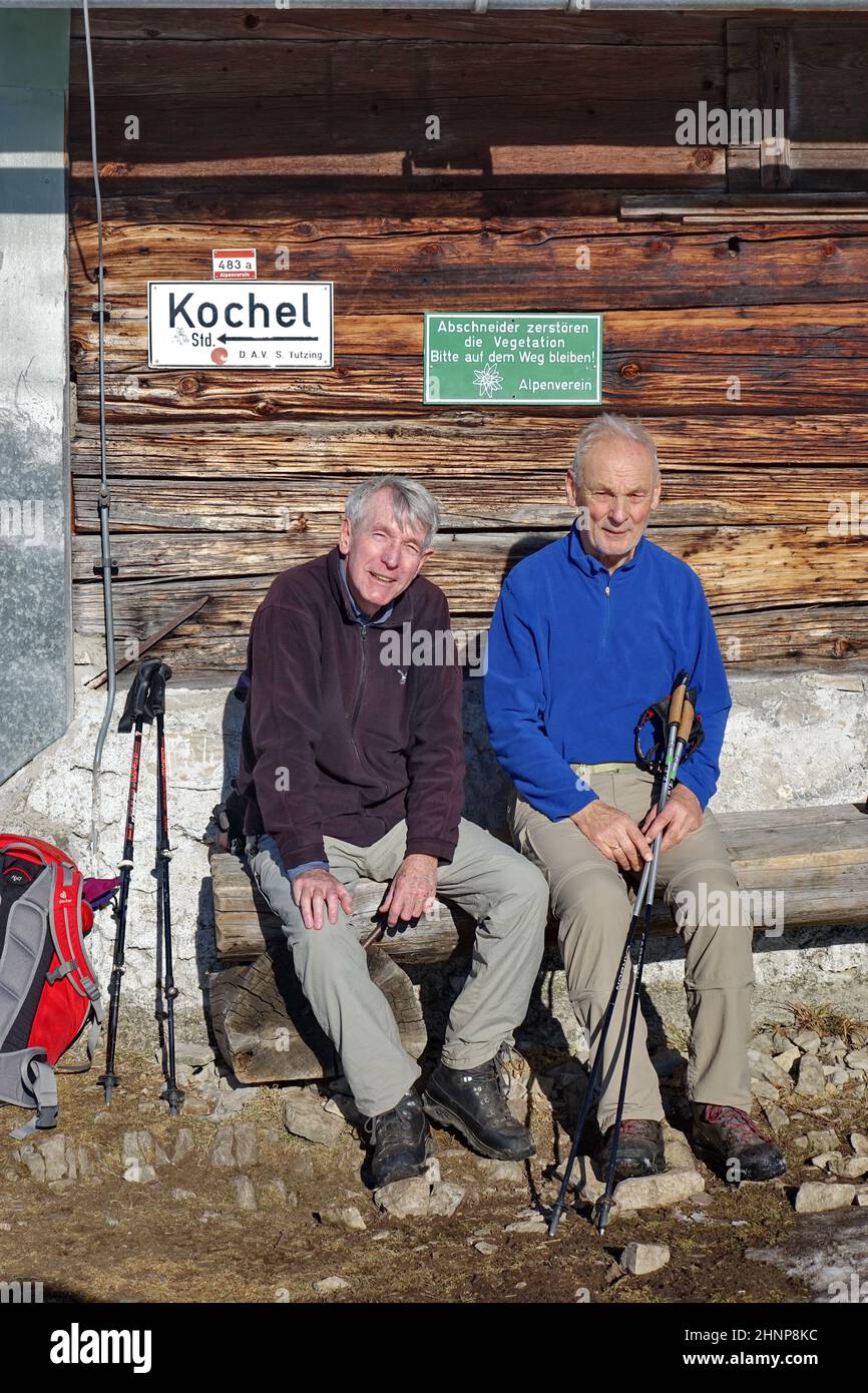 Bayern, Oberbayern, Bergwandern, Senioren, Erholung, Freizeit Stockfoto