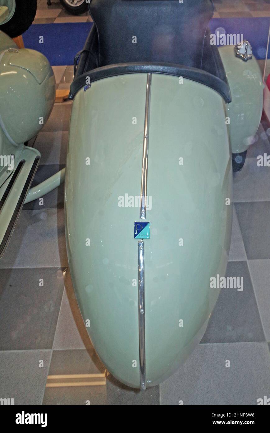 Die Vespa, die weltberühmte italienische Motorroller mit Seitenwagen Stockfoto