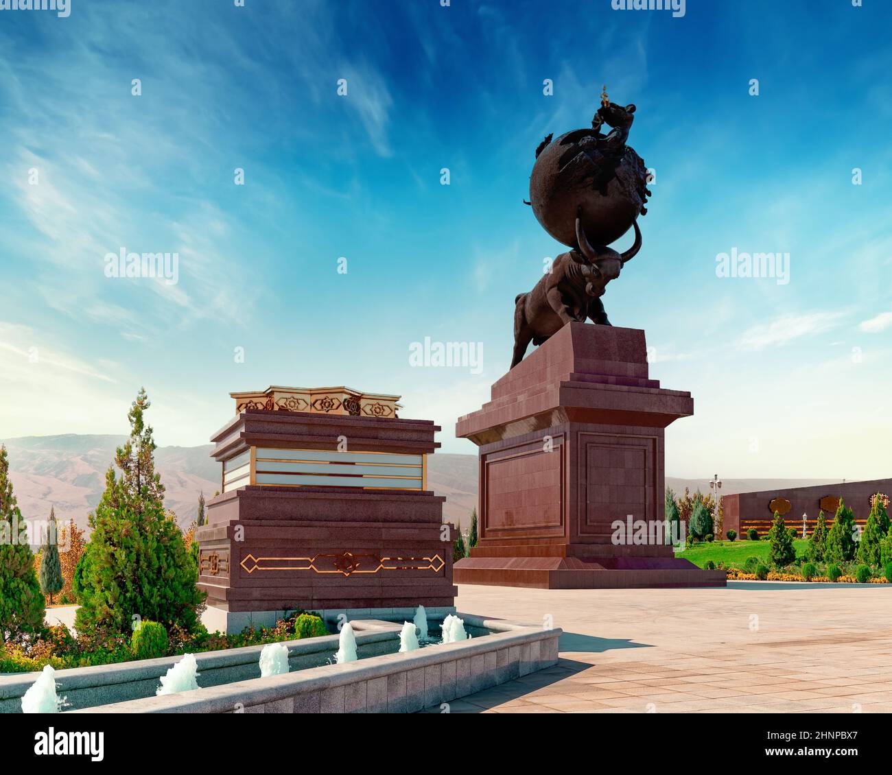 Ein Denkmal für die Opfer des Erdbebens in Aschgabat im Jahr 1948 in Turkmenistan Stockfoto