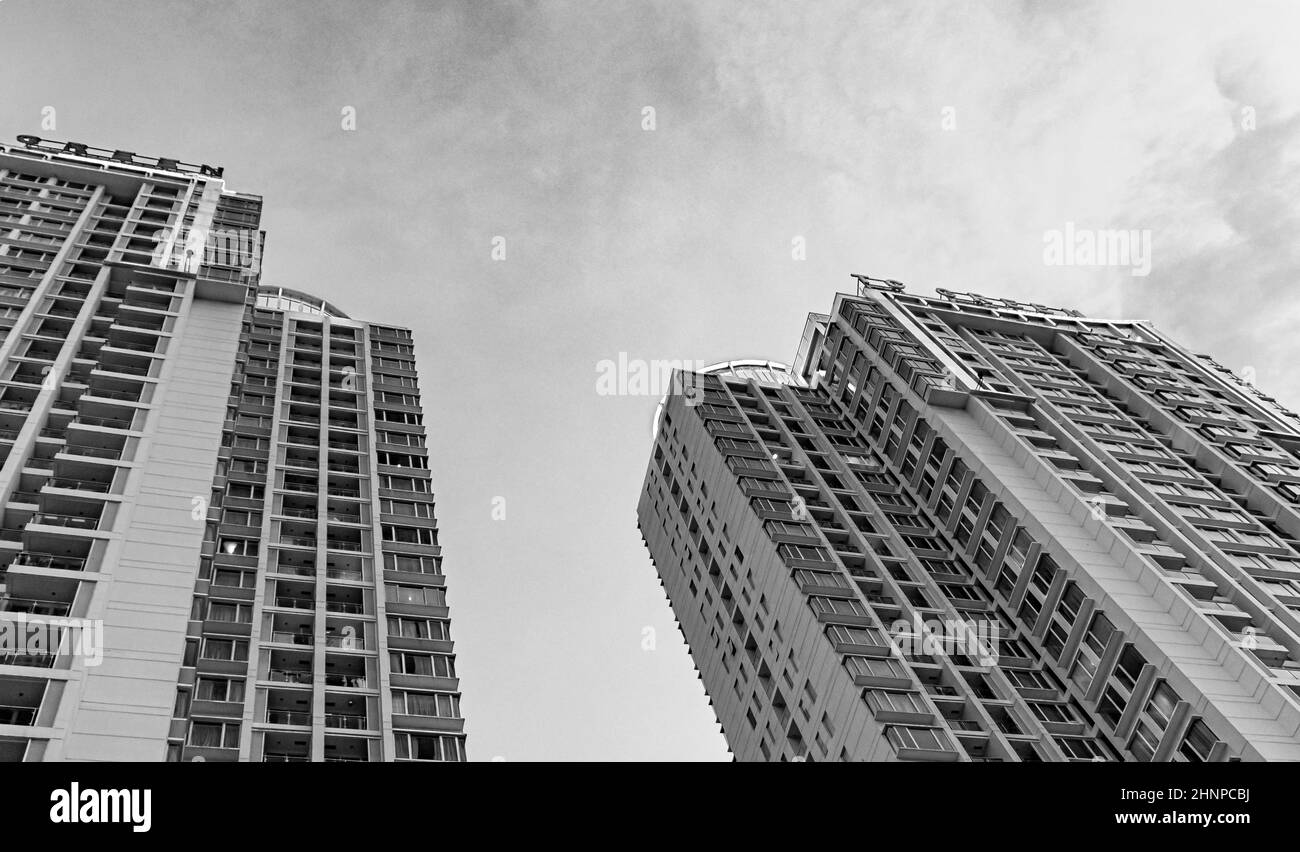 Bangkok Thailand Architektur Gebäude Wolkenkratzer Stadtbild in schwarz-weiß. Stockfoto