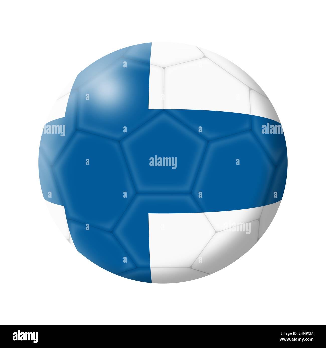 Eine 3D-Abbildung des finnischen Fußballballs, isoliert auf Weiß mit Abschneideweg Stockfoto