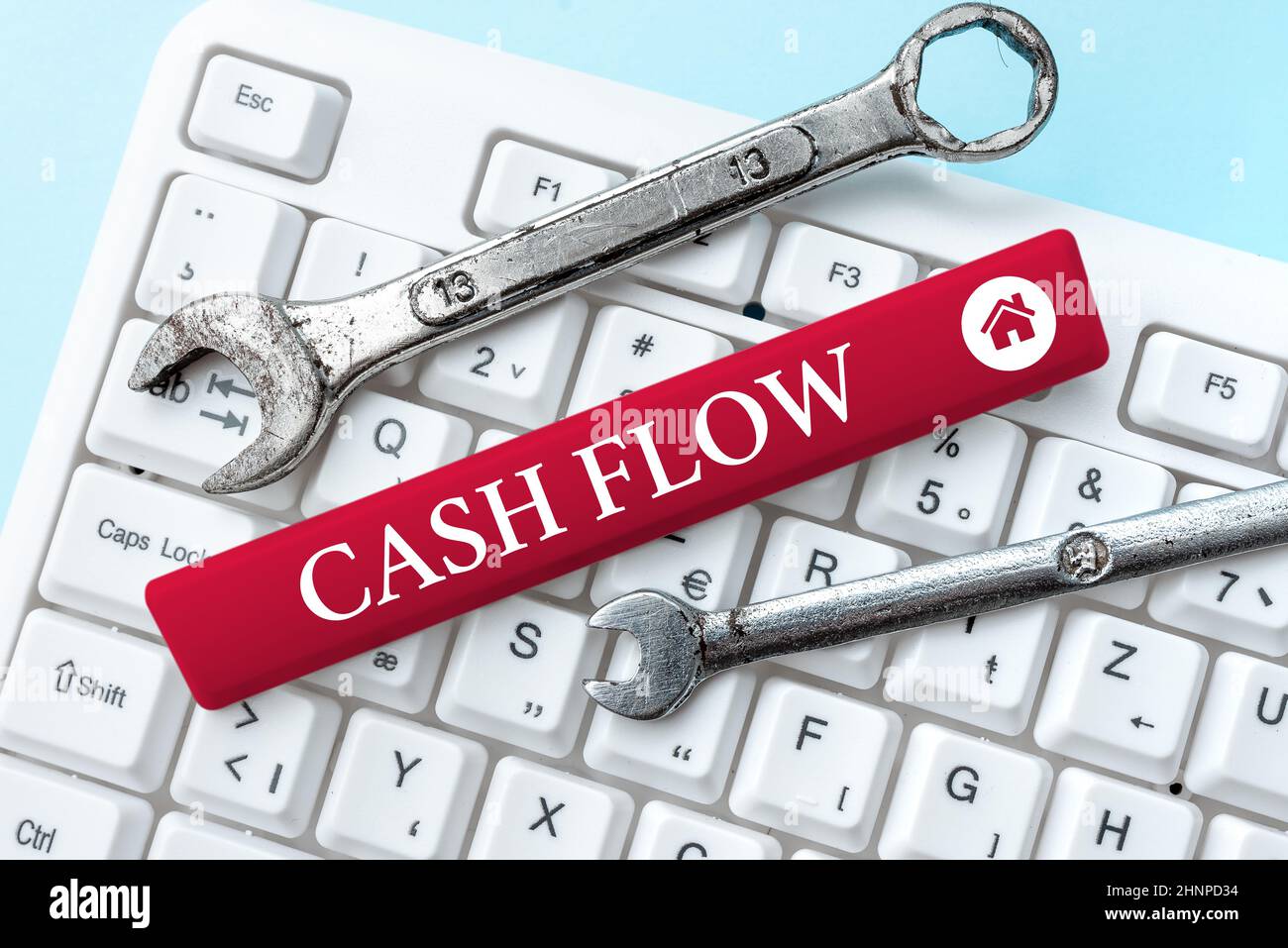 Schreiben mit Anzeige des Textes Cash Flow. Geschäftsansatz Bewegung des Geldes in und aus, die die Liquidität beeinflusst Neues Kontopasswort erstellen, Zusammenfassung Online-Schreibkurse Stockfoto